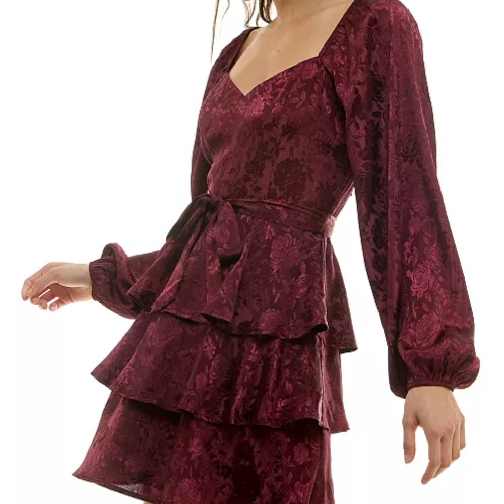 Trixxi Junior Elegant Jacquard Floral Mini Dress NWT